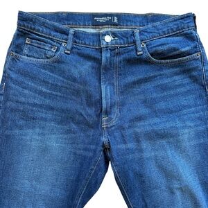 Abercrombie & Fitch Men's 90s Slim Jeans Blue Stretch Denim 36x30 Stretch Casual